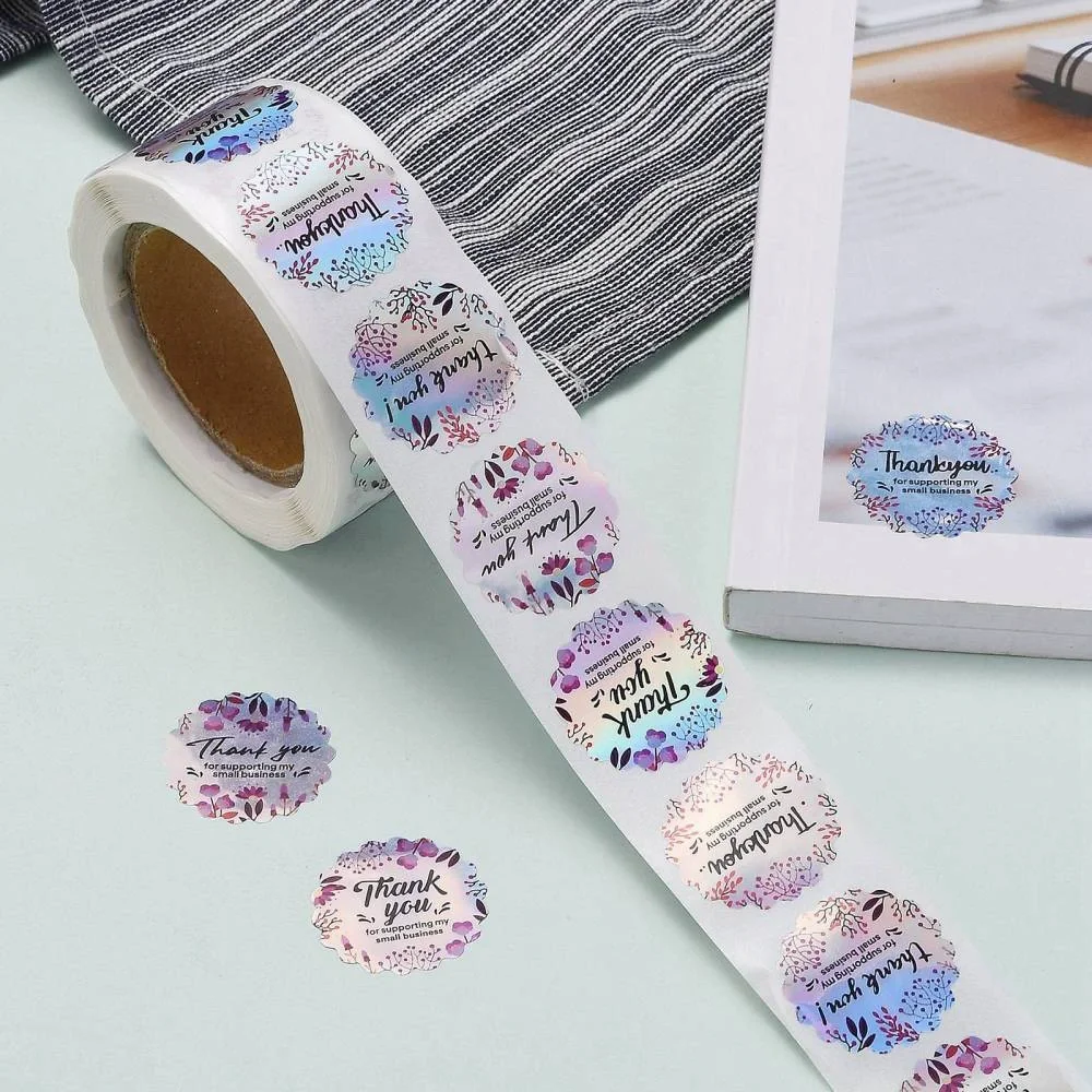 500 Holographic label, Thank You Stickers
